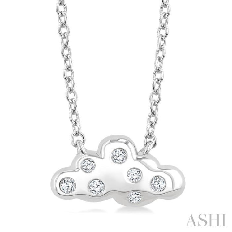1/20 Ctw Cloud Single Cut Diamond Petite Fashion Pendant With Chain in 10K White Gold