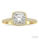 3/8 Ctw Diamond Ladies Engagement Ring with 1/4 Ct Round Cut Center Stone in 14K Yellow and White Gold