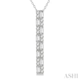 1/2 Ctw Basket Weave Baguette and Round Cut Diamond Pendant With Chain in 14K White Gold