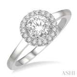 1/3 Ctw Diamond Halo Engagement Ring With 1/4 Ct Round Cut Center Stone in 14K White Gold