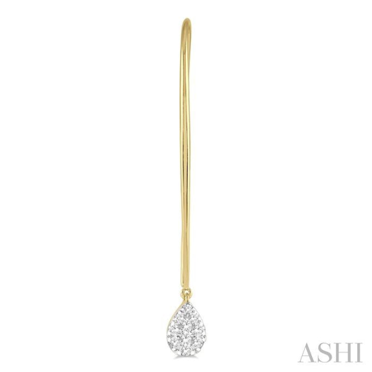 1/3 Ctw Pear Shape Dangler Lovebright Round Cut Diamond Earring in 14K Yellow and White Gold