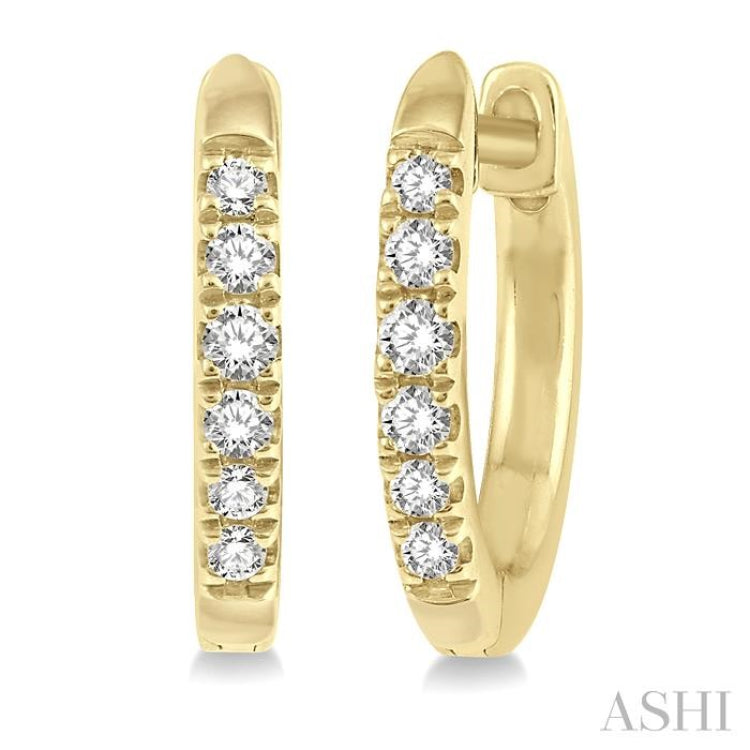 1/8 Ctw Single Cut Diamond Huggie Petite Earrings in 10K Yellow Gold