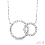 1/10 Ctw Interlocking Twin Circles Single Cut Diamond Pendant With Chain in 10K White Gold