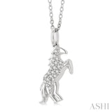 1/8 Ctw Petite Horse Round Cut Diamond Fashion Pendant With Chain in 10K White Gold