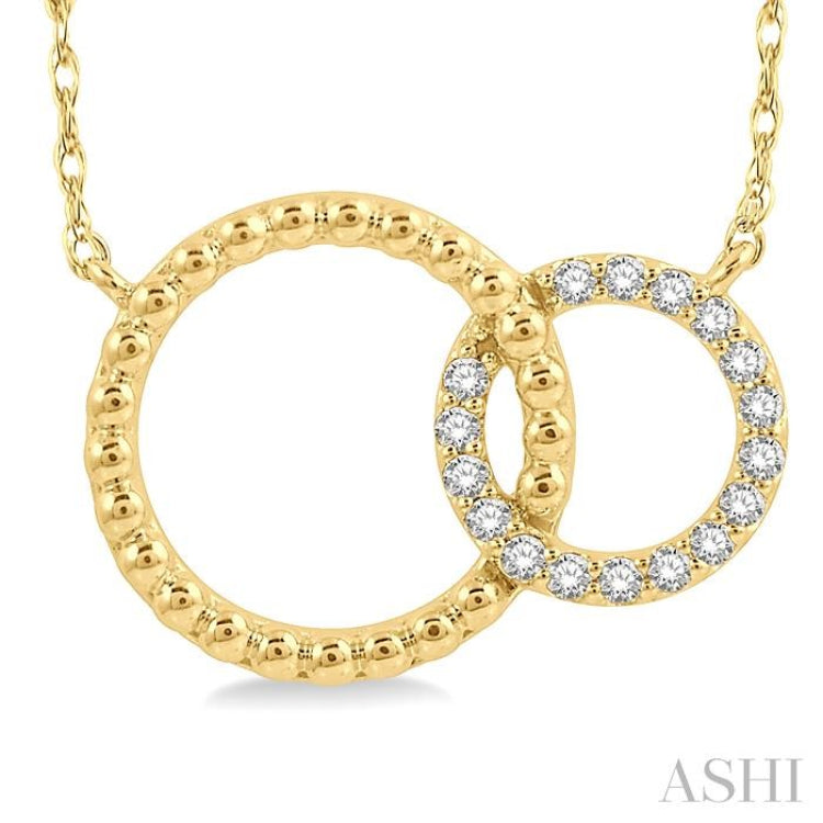 1/10 Ctw Interlocking Twin Circles Single Cut Diamond Pendant With Chain in 10K Yellow Gold