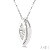 1/3 Ctw Bezel Set Marquise Cut Diamond Bubble Fashion Pendant With Chain in 14K White Gold