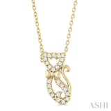 1/10 Ctw Cat Shape Petite Single Cut Diamond Fashion Pendant With Chain in 10K Yellow Gold