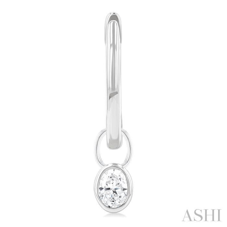 1/3 Ctw Bezel Set Oval Cut Diamond Huggie Earrings in 10K White Gold