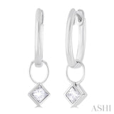 1/3 Ctw Bezel Set Princess Cut Diamond Huggie Earrings in 10K White Gold