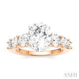 1 1/10 Ctw Oval Shape Round Cut Diamond Semi-Mount Engagement Ring in 14K Rose and White Gold
