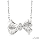 1/50 Ctw Bow Round Cut Diamond Fashion Pendant With Chain in Sterling Silver