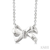 1/50 Ctw Bow Round Cut Diamond Fashion Pendant With Chain in Sterling Silver