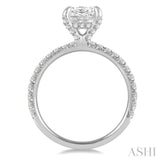 1/2 Ctw Round Cut Diamond Cushion Shape Semi-Mount Engagement Ring in 14K White Gold