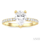 5/8 Ctw Round Cut Diamond Pear Shape Semi-Mount Engagement Ring in 14K Yellow Gold