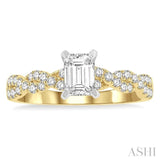 3/8 Ctw Twisted Shank Round Cut Diamond Semi-Mount Engagement Ring in 14K Yellow and White Gold