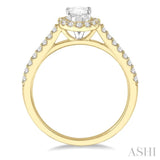 3/4 ctw Diamond Ladies Engagement Ring with 1/2 Ct Oval Cut Center Stone in 14K Yellow and White Gold