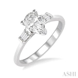 1/6 Ctw Baguette Diamond Semi-Mount Engagement Ring in 14K White Gold