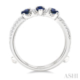4x3 MM Pear Cut Sapphire and 1/3 Ctw Round Cut Diamond Precious Insert Ring in 14K White Gold