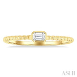 1/6 Ctw Ball Bead East-West Bezel Set Emerald Cut Diamond Stackable Petite Fashion Ring in 14K Yellow Gold