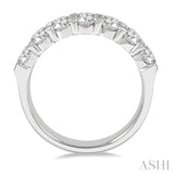 2 Ctw 7 Stone Round Cut Diamond Wedding Band in 14K White Gold