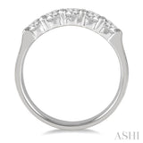 3/4 Ctw 5 Stone Round Cut Diamond Wedding Band in 14K White Gold