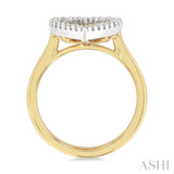 1/6 Ctw Fluted Texture Heart Shape Round Cut Diamond Fashion Ring in 10K Yellow and White Gold