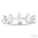 3/4 Ctw Marquise Cut Diamond Half Eternity 5-Stone Fashion Band in 14K White Gold