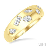 1/2 Ctw Mixed Shape Diamond Mosaic Wide Fashion Band in 14k Yellow Gold
