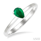 6x4 MM Pear Shape Emerald Precious Solitaire Ring in 14K White Gold