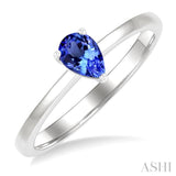 6x4 MM Pear Shape Tanzanite Precious Solitaire Ring in 14K White Gold