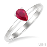 6x4 MM Pear Shape Ruby Precious Solitaire Ring in 14K White Gold