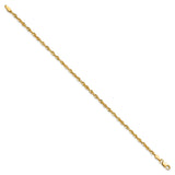 14K 7 inch 2.5mm Ultra Diamond-cut Rope with Lobster Clasp Chain