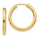 14k 3.00mm Polished Endless Tube Hoop Earrings