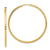 14k 1.35mm Diamond-cut Square Tube Endless Hoop Earrings