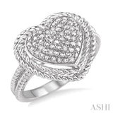 1/20 Ctw Round Cut Diamond Heart Ring in Sterling Silver