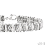 1/6 Ctw Bold Wide Ribbed Round Cut Diamond Fashion Bracelet in Sterling Silver