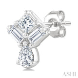 1/3 Ctw Mixed Cut Diamond Fashion Earrings in 14K White Gold