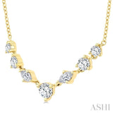 1/2 Ctw Marquise & Round Cut Diamond Necklace in 14K Yellow Gold