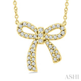 1/5 Ctw Bow Single Cut Diamond Petite Fashion Pendant With Chain in 10K Yellow Gold
