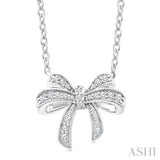 1/6 Ctw Bow Single Cut Diamond Petite Fashion Pendant With Chain in 10K White Gold