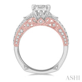1 Ctw Diamond Lovebright Engagement Ring in 14K White and Rose Gold