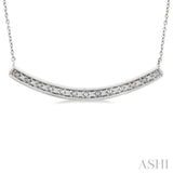 1/20 Ctw Round Cut Diamond Curved Bar Pendant With Chain in Sterling Silver