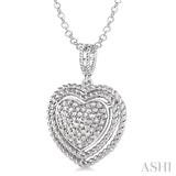 1/20 Ctw Round Cut Diamond Heart Pendant in Sterling Silver with Chain
