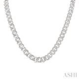 1/4 Ctw Round Cut Diamond Curb & Cuban Necklace in Sterling Silver