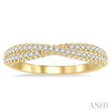 1/2 Ctw Split Criss-Cross Shank Round Cut Diamond Stackable Fashion Band in 14K Yellow Gold