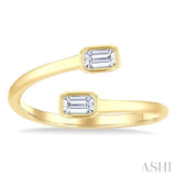 1/5 Ctw Split Single Coil Bezel Set Octagon Cut Diamond Open Fashion Ring in 14K Yellow Gold