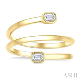 1/5 Ctw Split Double Coil Bezel Set Octagon Cut Diamond Open Fashion Ring in 14K Yellow Gold