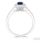 5x5 MM Cushion Shape Sapphire and 1/5 Ctw Round Cut Diamond Precious Ring in 10K White Gold