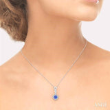 4x4 MM Cushion Shape Tanzanite and 1/10 Ctw Round Cut Diamond Pendant in 10K White Gold with Chain