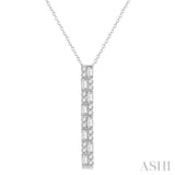 1/2 Ctw Basket Weave Baguette and Round Cut Diamond Pendant With Chain in 14K White Gold